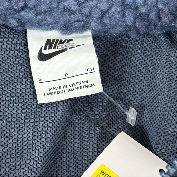 NIKE SHERPA double swoosh fleece JACKET SPORTY athletic blue white Small Nike S - Picture 5 of 11